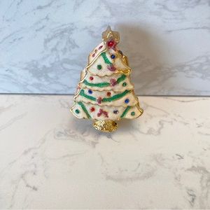Enameled hinged miniature Christmas tree trinket box